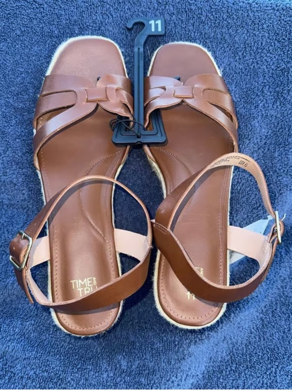 Time and Tru Tan Brown Women's Ankle-Strap Sandals